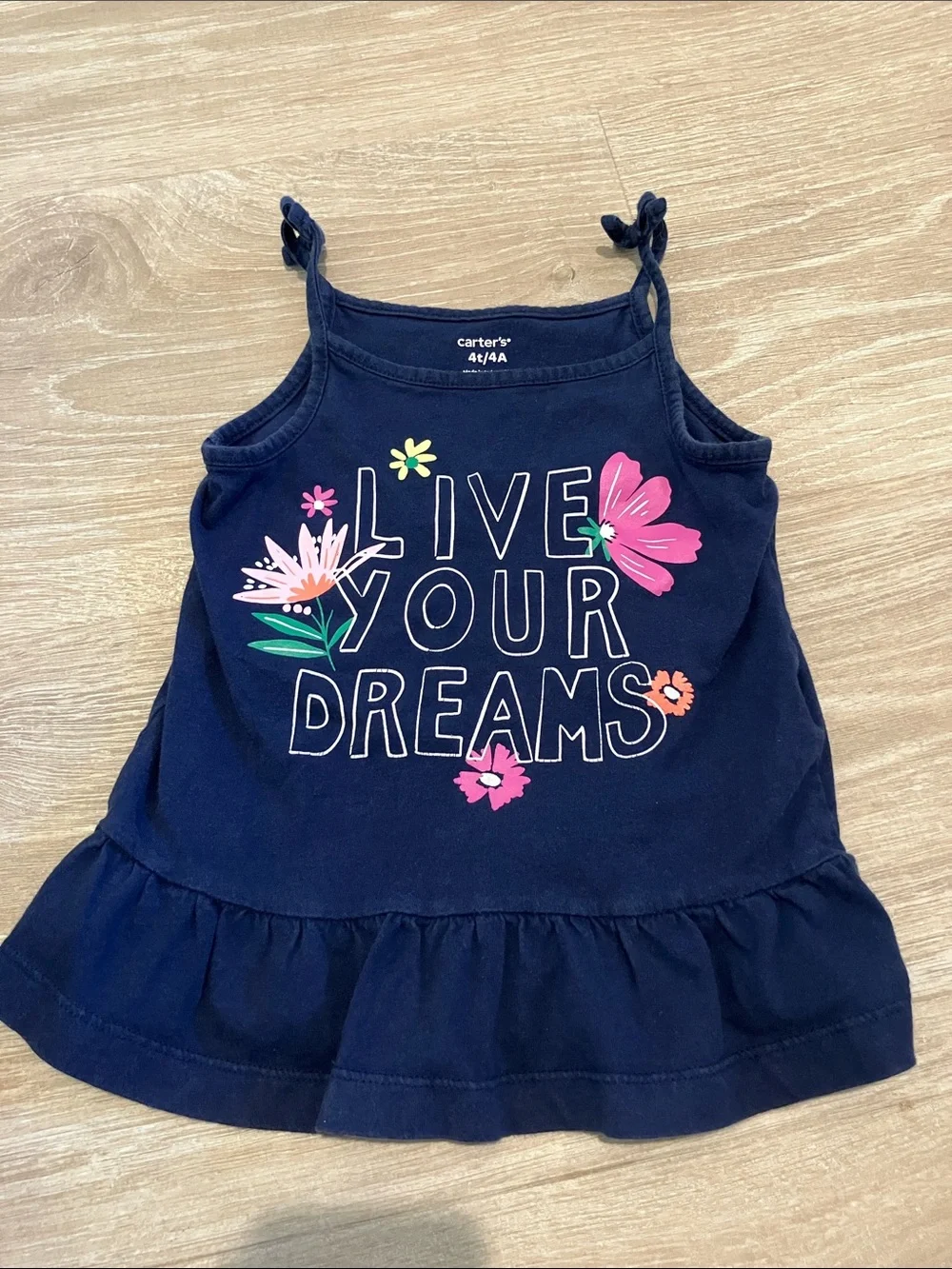 Carter's Navy Tank Top with Pink & Green Floral 'Live Your Dreams'